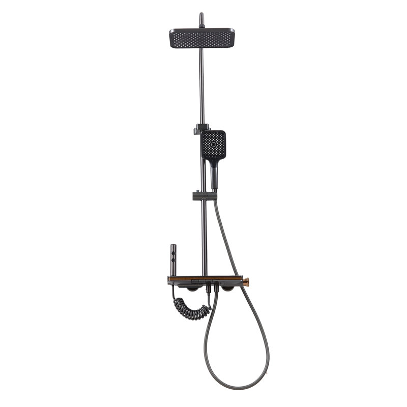 Gun Grey Space Aluminum Shower System, 4-Function Shower Faucet Set with 13" Square Rain Shower Head & Handheld Sprayer for Bathroom