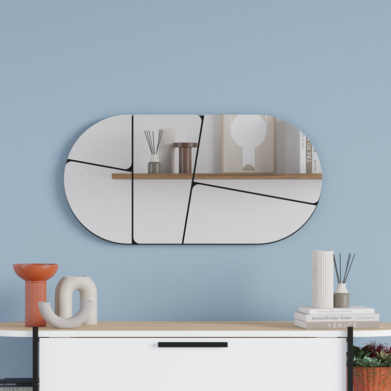 Marzario Oval Wall Mirror, Black