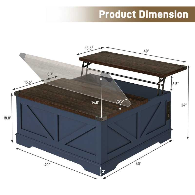 Table basse 40 po Vardell, Bleu