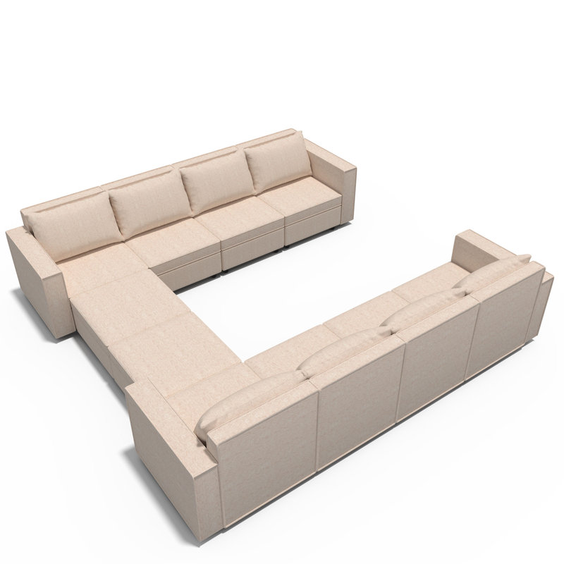 Weimer 10 Piece Upholstered Modular Sectional Sofa With Storage