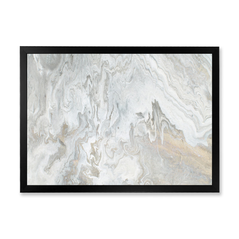 «Wave Art» dans les tons de gris IV - impression sur toile, Cadre noir, H 8 po x l 12 po x P 1 po