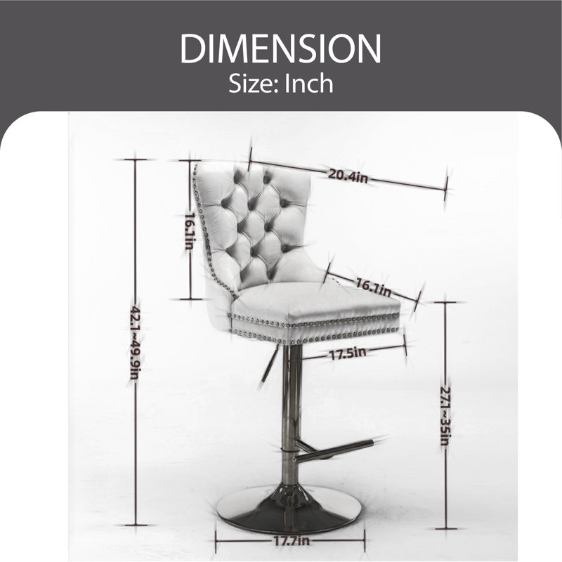 Tabouret pivotant à hauteur réglable Jocimar, Gris