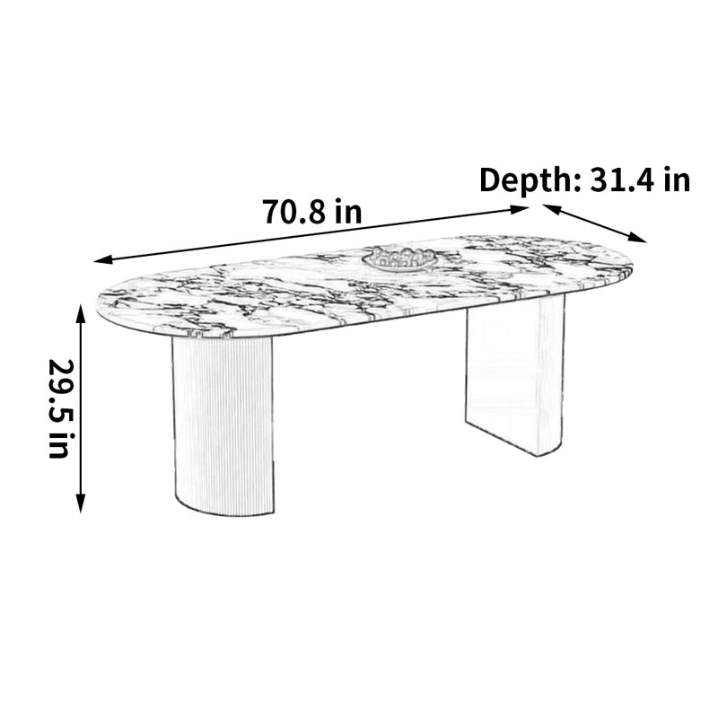 Petite table de salle à manger exquise, H 29,5 po x L 70,8 po x l 31,4 po
