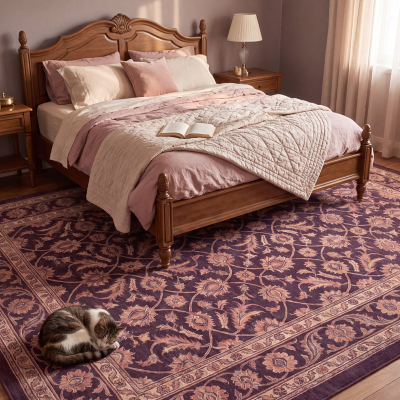 Tapis Norwood traditionnel à motif floral intégral or rose gris ivoire antidérapant à poils courts pour intérieur et extérieur, adapté aux animaux domestiques, salon, chambre, salle à manger, entrée, couloir, bureau, lavable