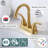 4 In. Centerset Double Handle Low Arc Bathroom Faucet With Pop Up Drain Included Supply Lines In Brushed Gold-116834059