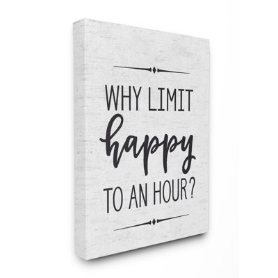 « pourquoi limiter happy à une heure subtil bouleau script typographie », impression