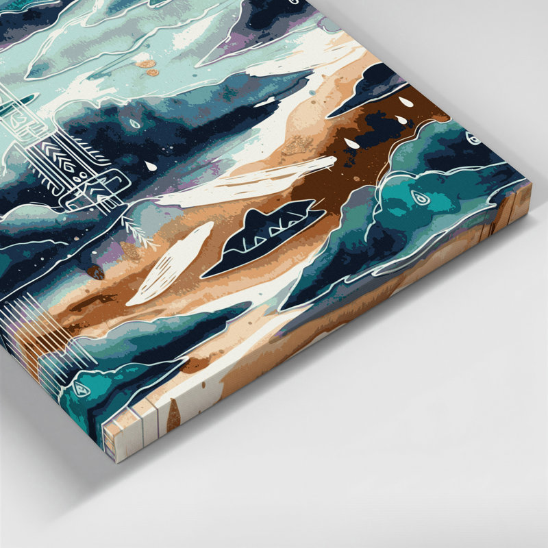«Southwestern Patterns Hopi Rain Clouds», art mural sur toile gris, H 11 po x l 14 po
