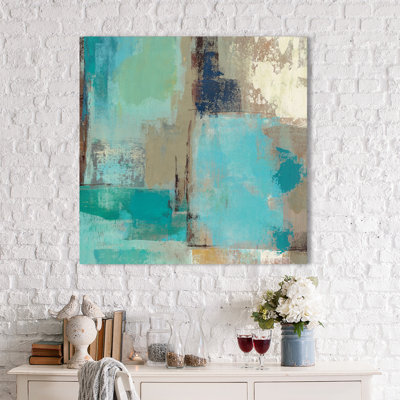 Teal And Aqua Reflections II - Print on Canvas