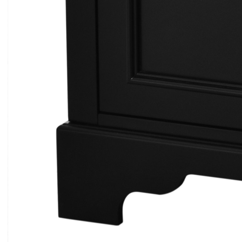 Armoire de meuble-lavabo 30 po - bois massif + lavabo en céramique noire avec trop-plein 3 tiroirs et tablettes réglables