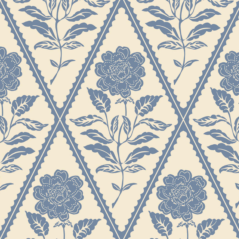 Joules Juliette Floral Print Floral 10m x 52cm Matte Wallpaper Roll, Blue