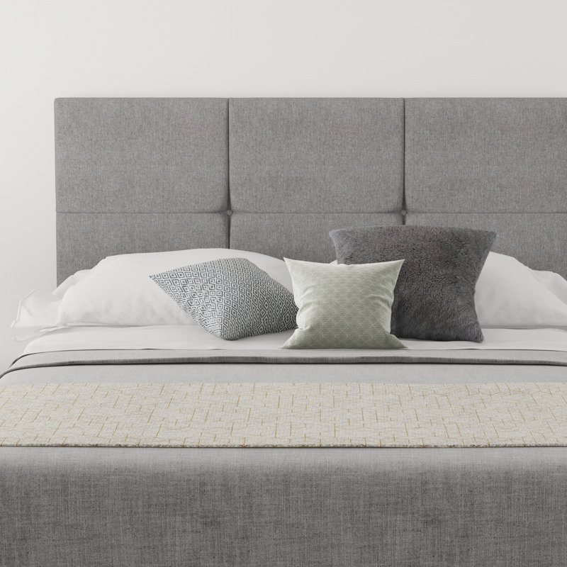 Kellen Upholstered Headboard, Linen Grey, Kingsize (5')
