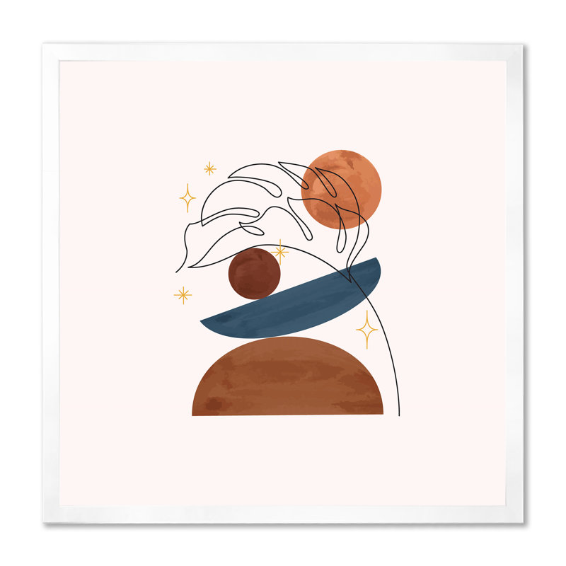 «Organic Abstract with Tropical Leaf On Beige I», reproduction d'art sur toile tropicale, H 30 po x l 30 po x P 1 po
