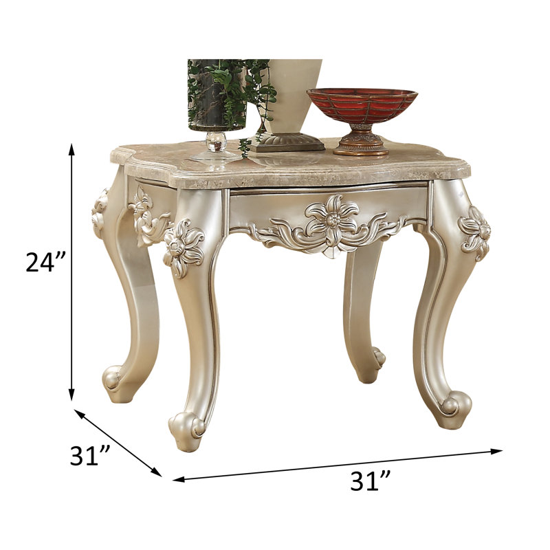 Table de bout carrée 31 po avec plateau en marbre naturel Jabari