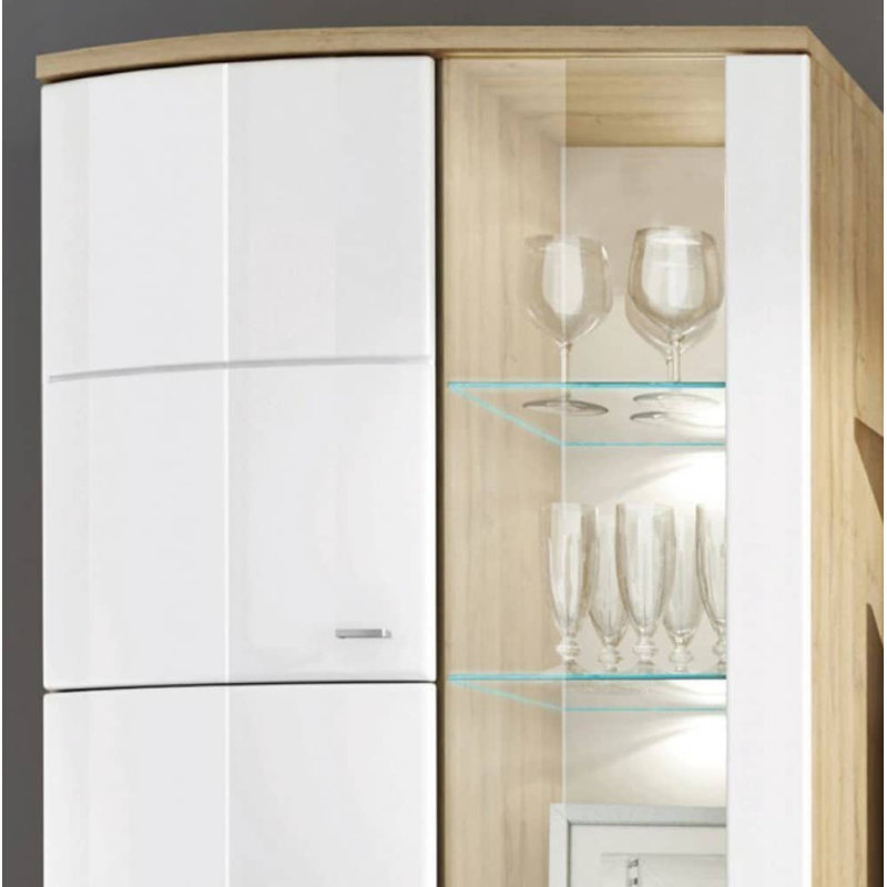 Saini Display Cabinet, White/Grandson Oak