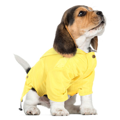 Dog Raincoat Hooded Two-Leg Pet Rain Jacket Waterproof Yellow Dog Coat
