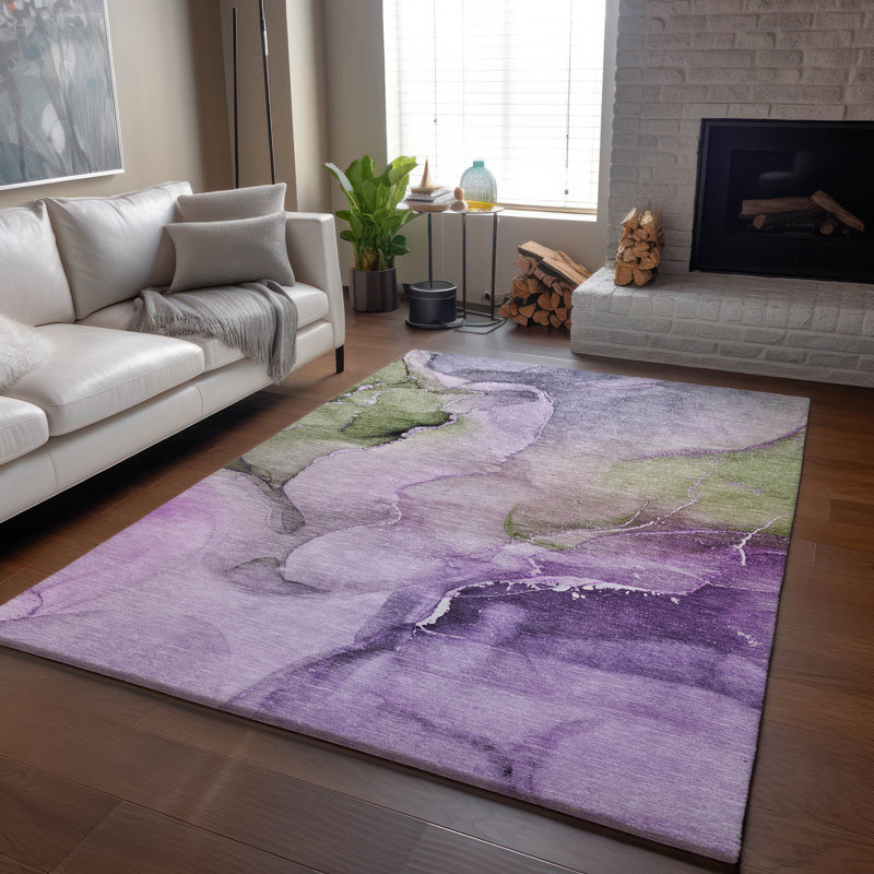 Tapis mauve Premium lavable à la machine Cerrito AMF521, Rectangle 2 pi 6 po x 3 pi 10 po