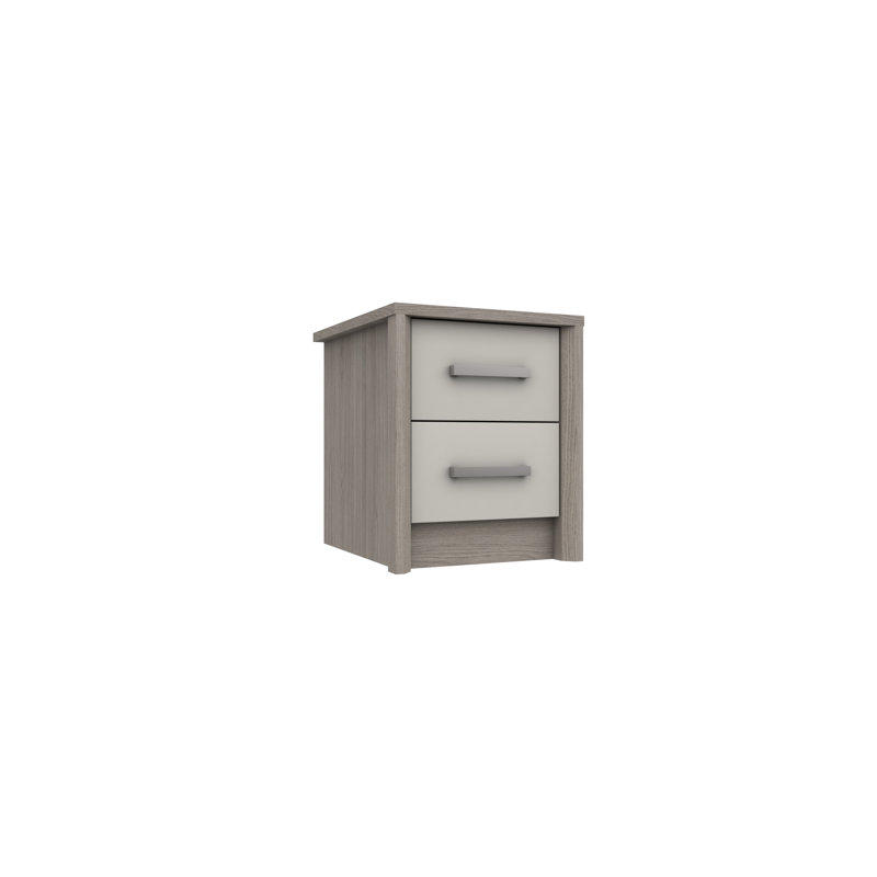 Colville 18cm W Solid Wood Bedside Table, Grey Oak/White Grey Gloss