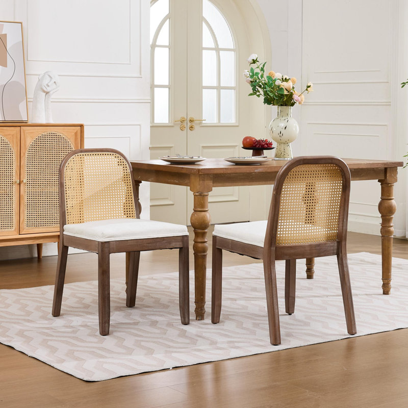 Chaise de salle à manger, chenille, ensemble de 2, beige