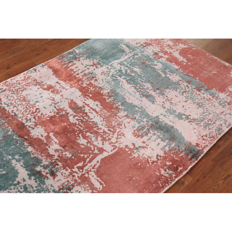 Tapis contemporain contemporain à motif abstrait 4 x 5