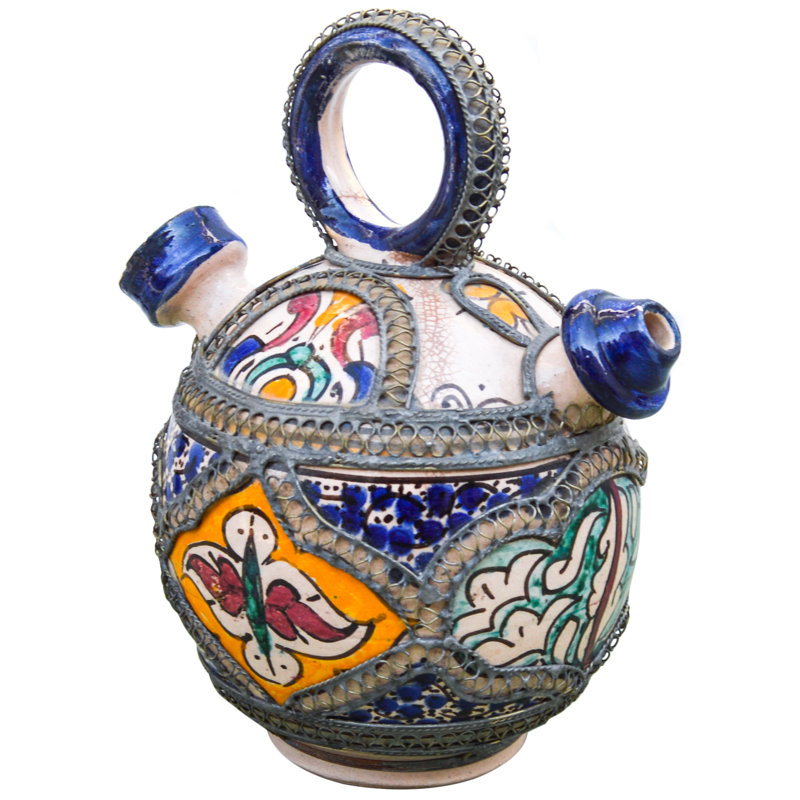 Vase de table en céramique d’intérieur/extérieur orange 7,5 po