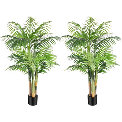 2 pièces de palmier artificiel triple Golden Cane, faux palmier tropical résistant aux rayons UV