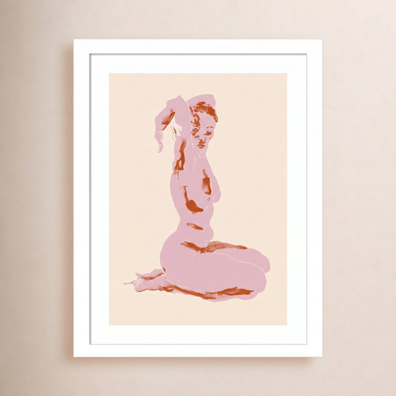«Nude with Arms Folded Over Her Head» par Nantucket, reproduction d'art encadrée en bois, Blanc, H 13 po x l 11 po