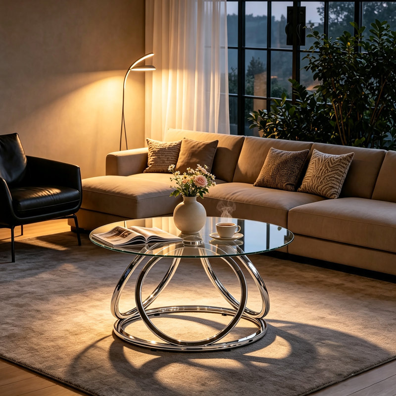 Paloalto Pedestal Coffee Table, Chrome