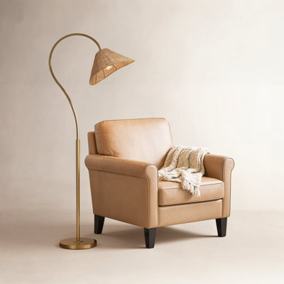 65” Arched Dimmable Rattan Floor Lamp