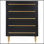 Commode contemporaine à 5 tiroirs avec détails dorés, commode 1 pièce pour chambre à coucher, unité de rangement en bois, noir