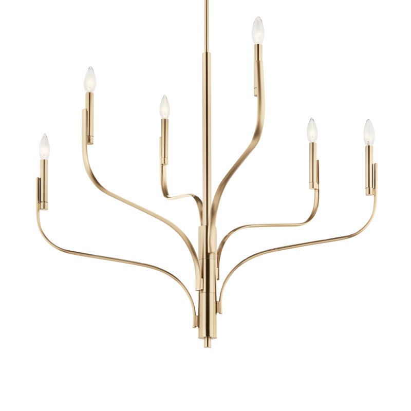 Steel Dimmable Classic / Traditional Chandelier, 33" H x 36.25" W x 36.25" D, 6, Bronze