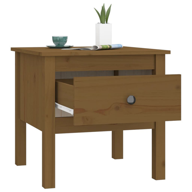 Ivet Solid Wood End Table, Dark Brown