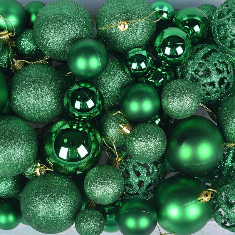 Green Shatterproof Christmas Ball Ornament Set with Gift Package