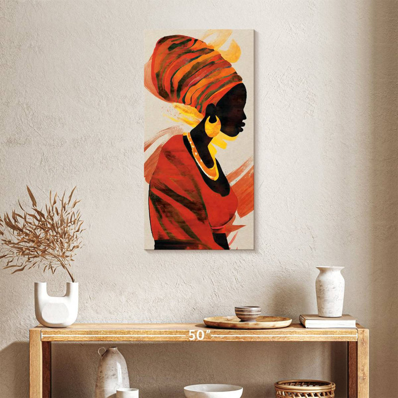 Femme en tenue africaine, H 36 po x l 18 po