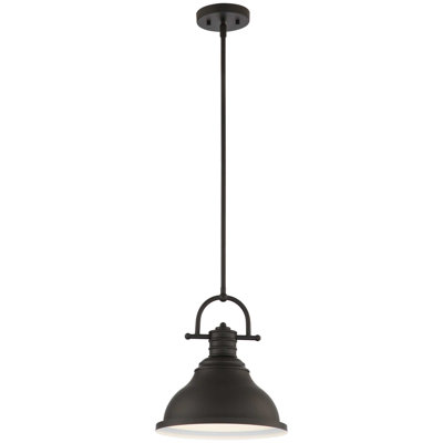 1-Light Integrated LED Indoor Brushed Nickel Downrod Pendant With Bell-Shaped Bowl -  Breakwater Bay, BBEFAFB2543B43B68392F1948A907464