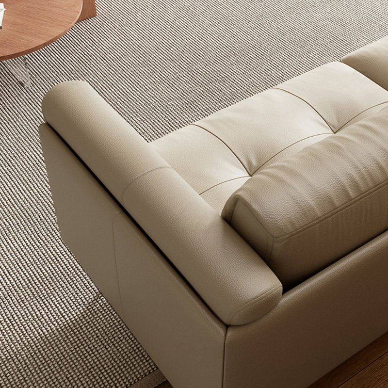 Canapé standard en cuir véritable blanc crème, Blanc crémeux, H 31,5 po x l 70,87 po x P 36,61 po