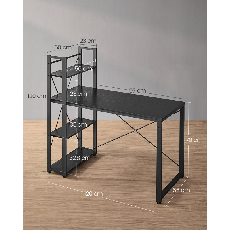 Citlali Writing Desk, Ebony Black, Black
