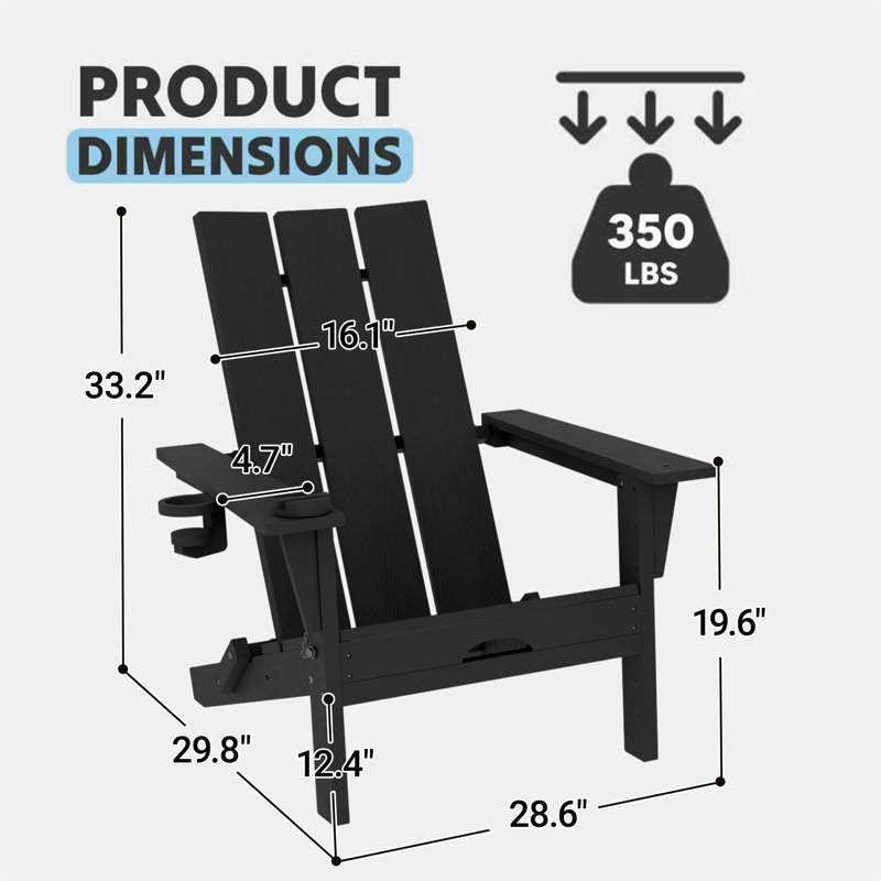 Chaise Adirondack pliante pour l'extérieur , Noir