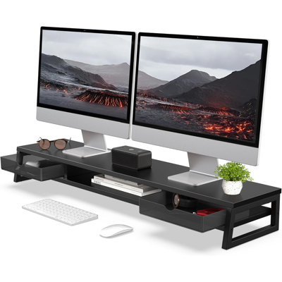  Monitor Stand for Desk, 42.5Inch Dual Monitor Riser with Drawer