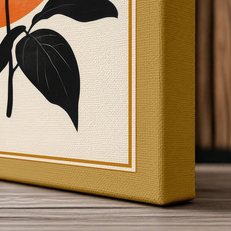 Blossom Under Moon Japandi - Wrapped Canvas, 18x12 - 45.7 x 30.5 cm, Ochre Border