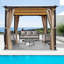 Pavillon de jardin pergola arqué avec abri de soleil imperméable auvent avec cadre en acier pour jardin-111463262