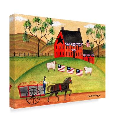 « primitive americana mouton », reproduction de peinture à l’acrylique sur toile tendue