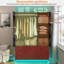 Armoire 3 portes avec 4 tiroirs, tablettes et lumières DEL