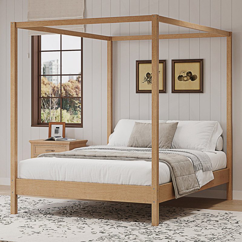 King Size Canopy Bed Frame, Four Poster Platform Bed