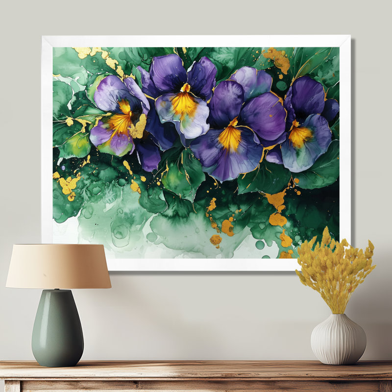 Wickham - Violets, art mural, Reproduction encadrée d'une seule photo, H 30 po x l 40 po, Blanc