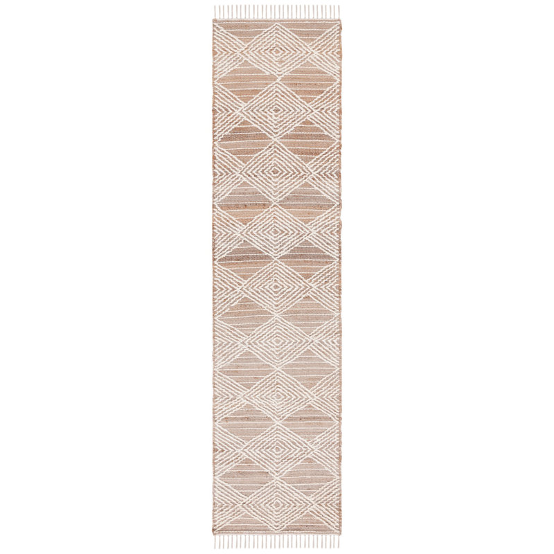 Geometric Hand-Woven Jute and Wool Area Rug, Runner 2'3" x 9'