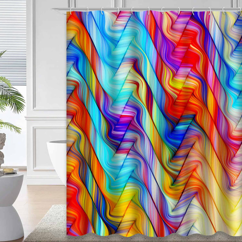 Rideau de douche abstrait arc-en-ciel abstrait avec 12 crochets, L 72 po x l 84 po