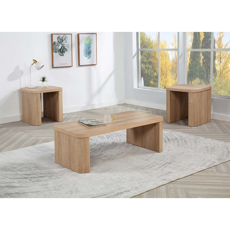 Ensemble de tables basses 3 pièces avec roulettes cachées 3 pièces