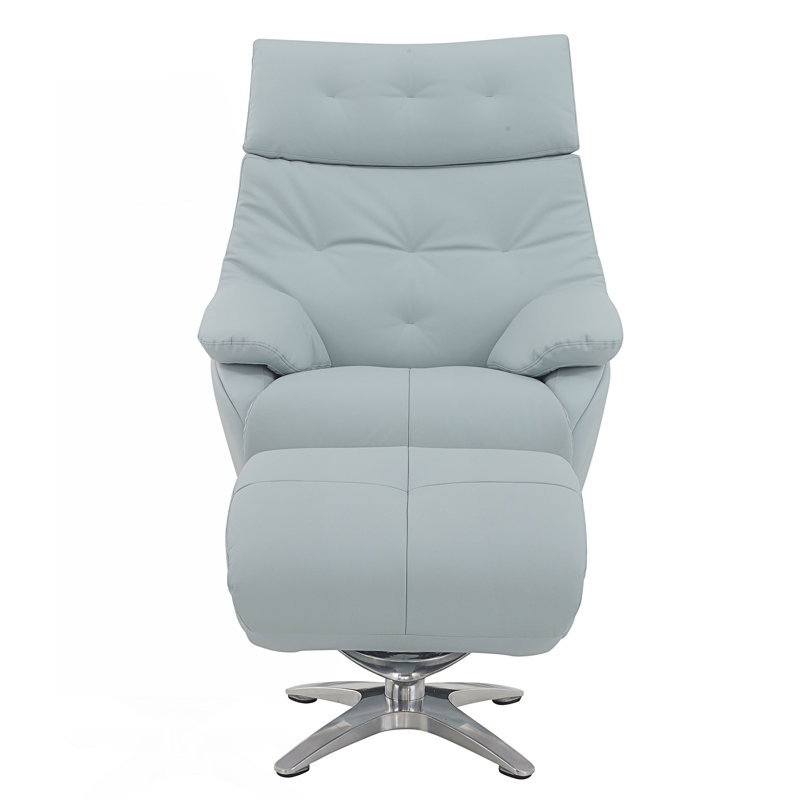 Fauteuil d'appoint en cuir fleur avec repose-pieds, fauteuil pivotant et fauteuil de salon