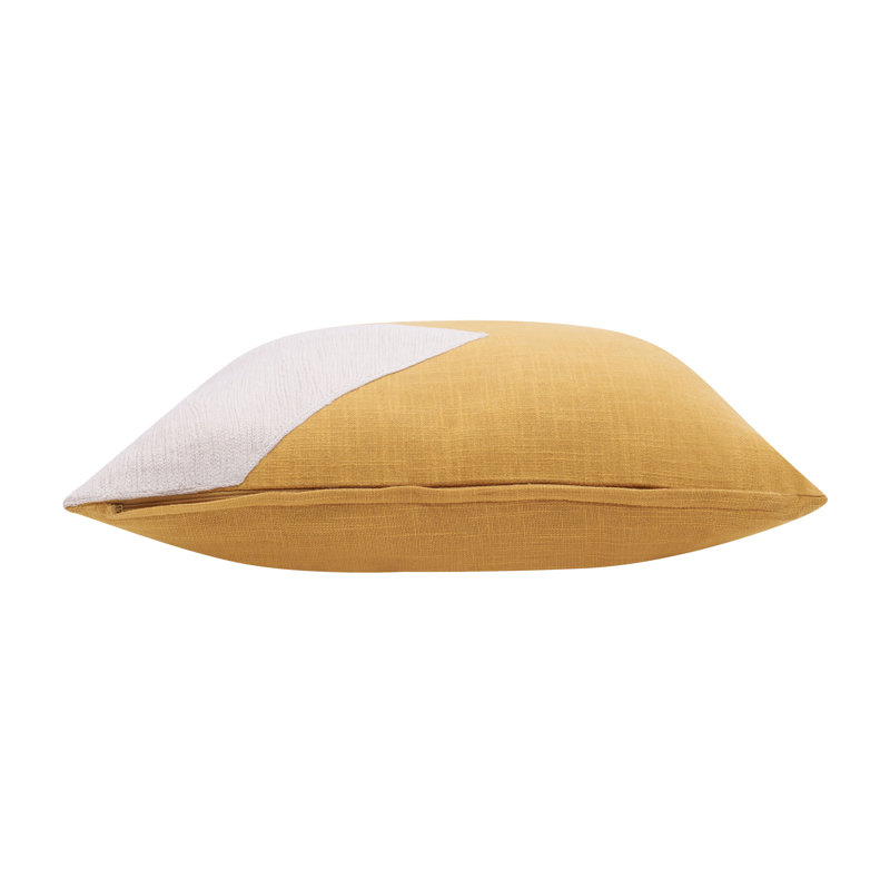 Yellow and White Geometric Cotton Throw Pillow Set