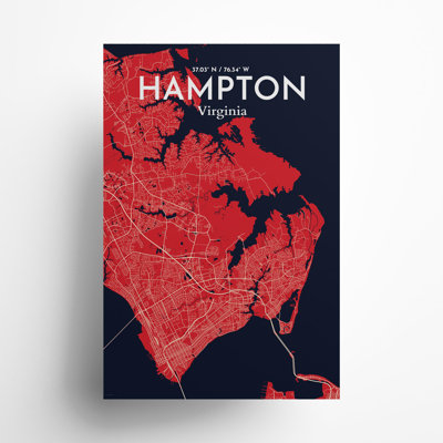 Hampton, carte de la ville, impression